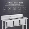 Heavy Duty Stainless Steel Commercial Sink Utility & Prep 3 Compartments Backsplash AU