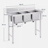 Heavy Duty Stainless Steel Commercial Sink Utility & Prep 3 Compartments Backsplash AU