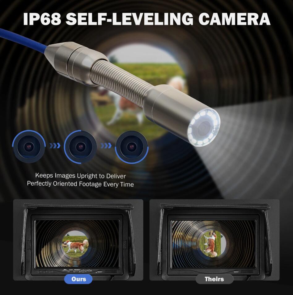 90M 9" Self-leveling Sewer Pipe Inspection Camera 32GB 512Hz Locator & 720P IP68 AU