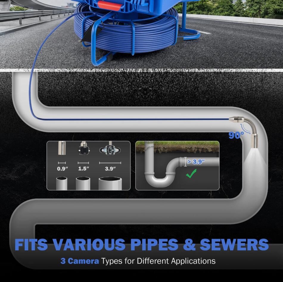 90M 9" Self-leveling Sewer Pipe Inspection Camera 32GB 512Hz Locator & 720P IP68 AU