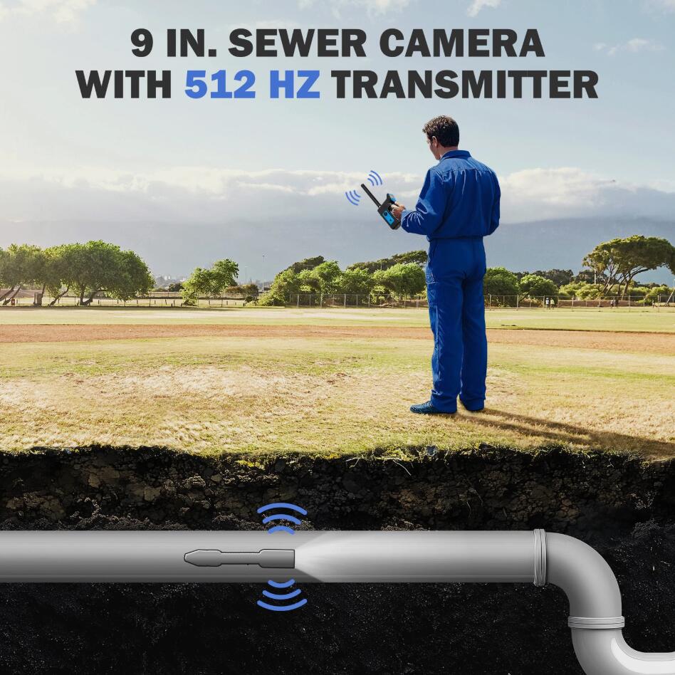 90M 9" Self-leveling Sewer Pipe Inspection Camera 32GB 512Hz Locator & 720P IP68 AU