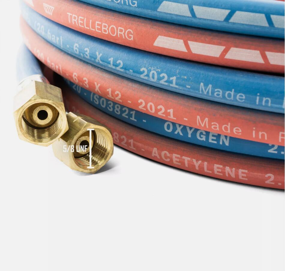 15 Metre Industrial Quality Oxy Acetylene Twin Hose 5/8 UNF Fittings AU