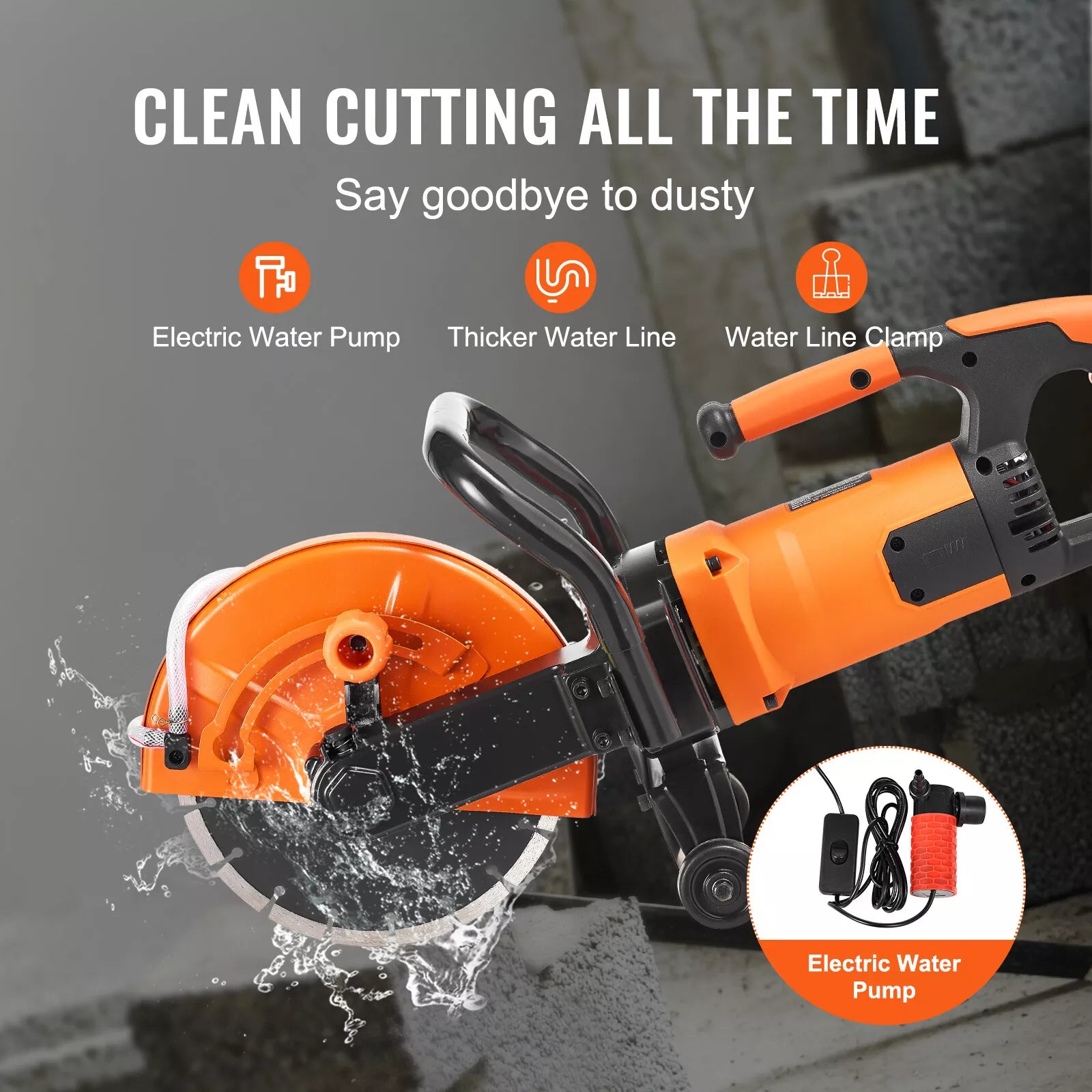 PREMIUM Wet/Dry 9'' Electric Concrete Saw Cutter with Water Pump and Blade