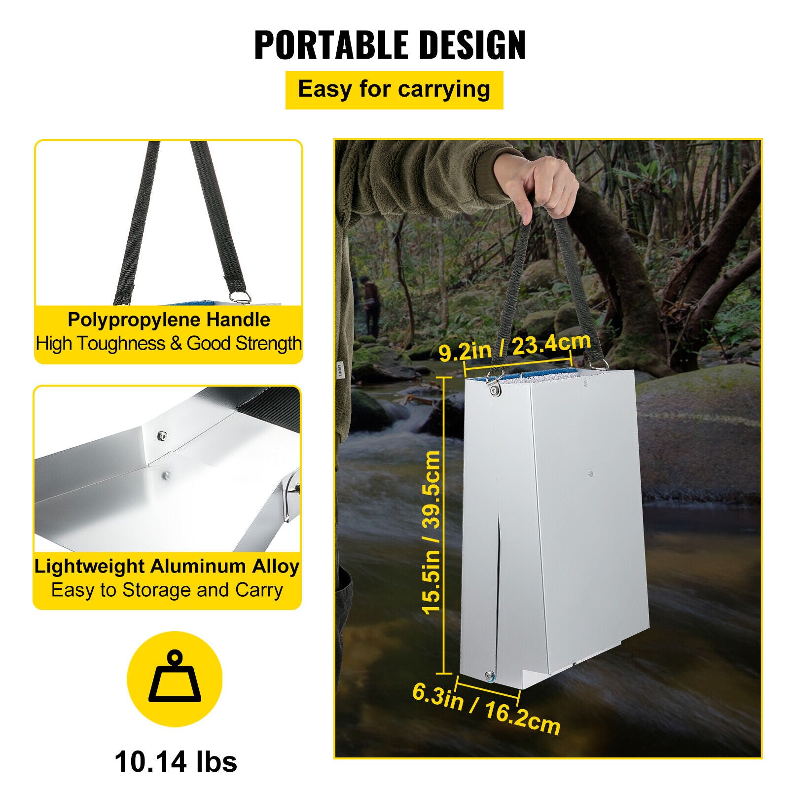 1.3M 50" Portable Aluminum Alloy Small Sluice Box Fossicking Prospecting Gold and Gems