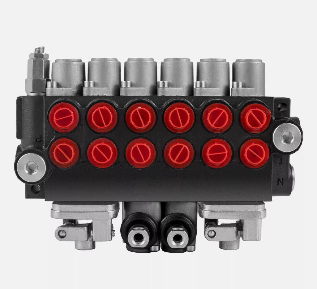 6 Spool Hydraulic Directional Control Valve Backhoe Double acting 11 GPM With G1/2 Port