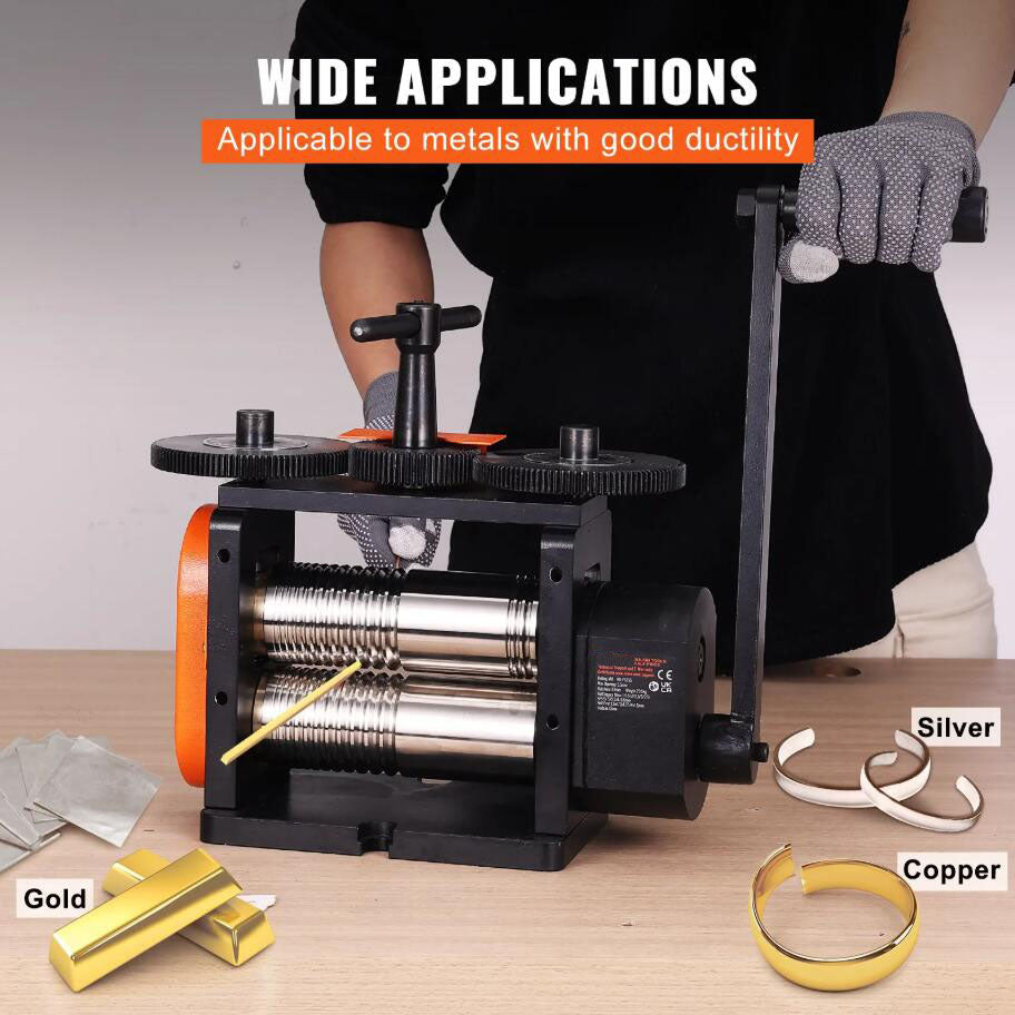 3-in-1 Multi-function 0-5.5 mm Press Thickness 2.24"/57 mm Jewelry Rolling Mill Machine