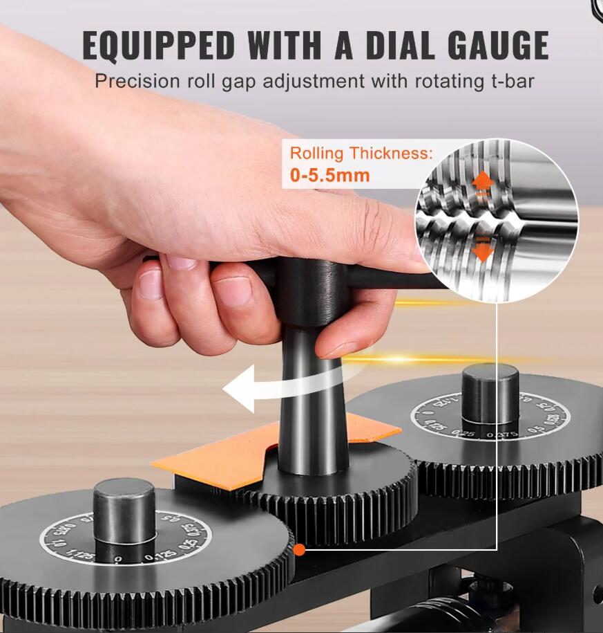 3-in-1 Multi-function 0-5.5 mm Press Thickness 2.24"/57 mm Jewelry Rolling Mill Machine