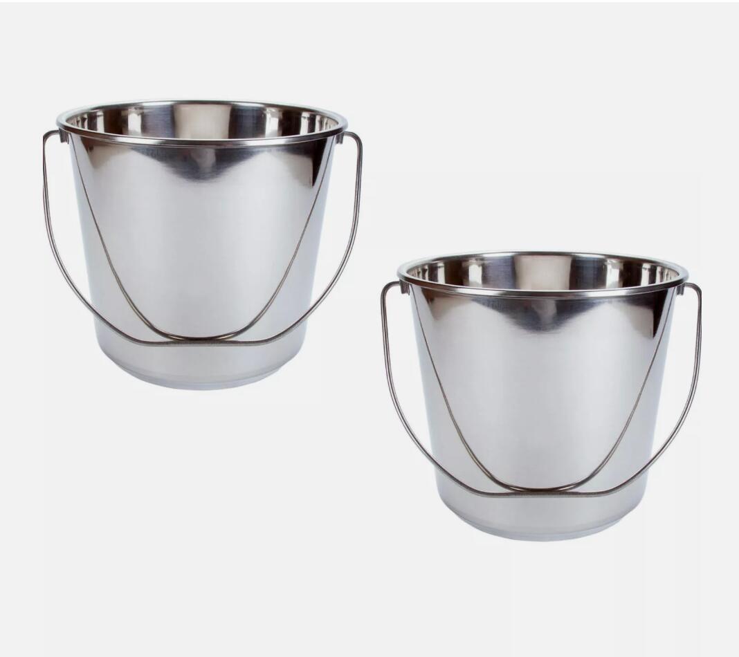 2PCS Heavy Duty Stainless Steel Bucket with Handle 20Ltr Premium Quality AU