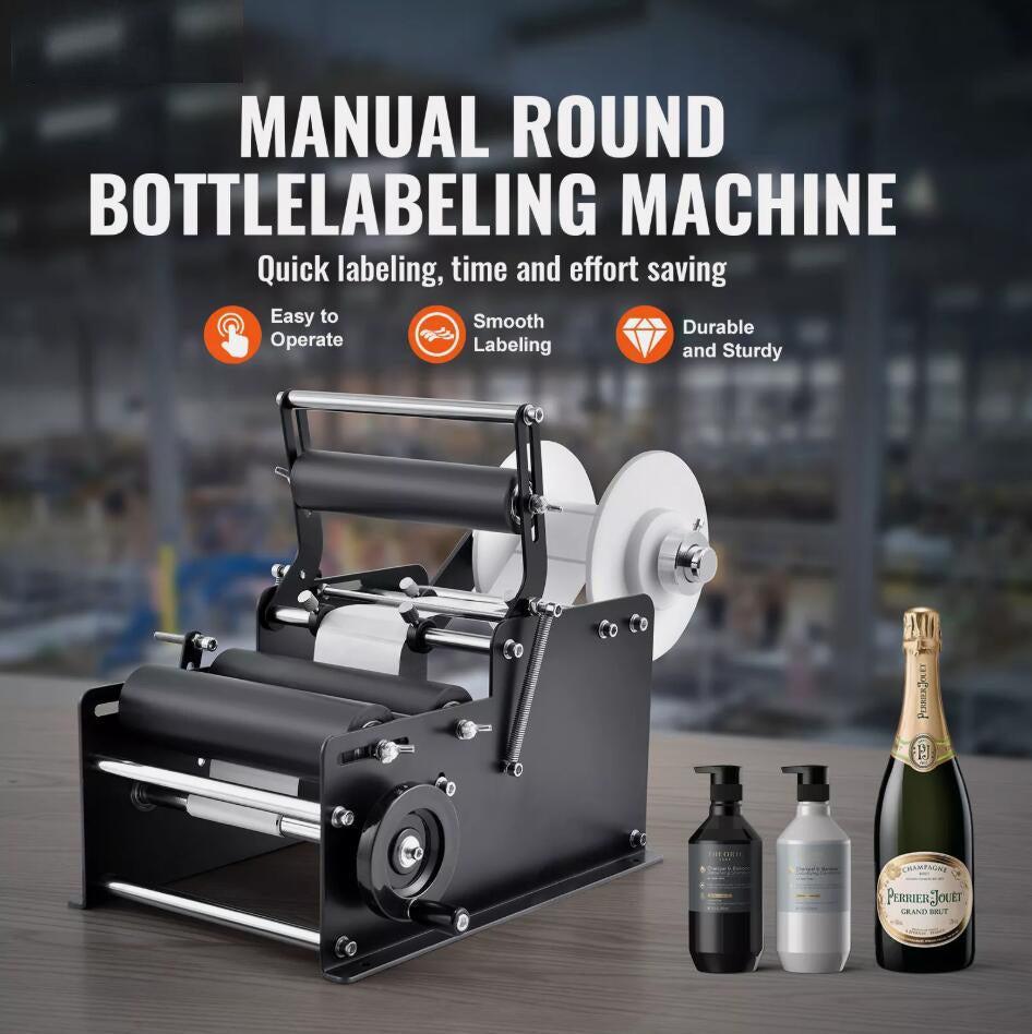 Upgraded Premium Manual Round Bottle Label Applicator Labeling Machine 15-20 Bottles/min