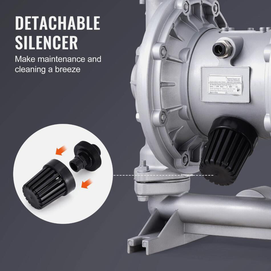 Leak-Proof 44 GPM Max 115 PSI Air Operated Double Diaphragm Pump Air Waste Oil Pump AU