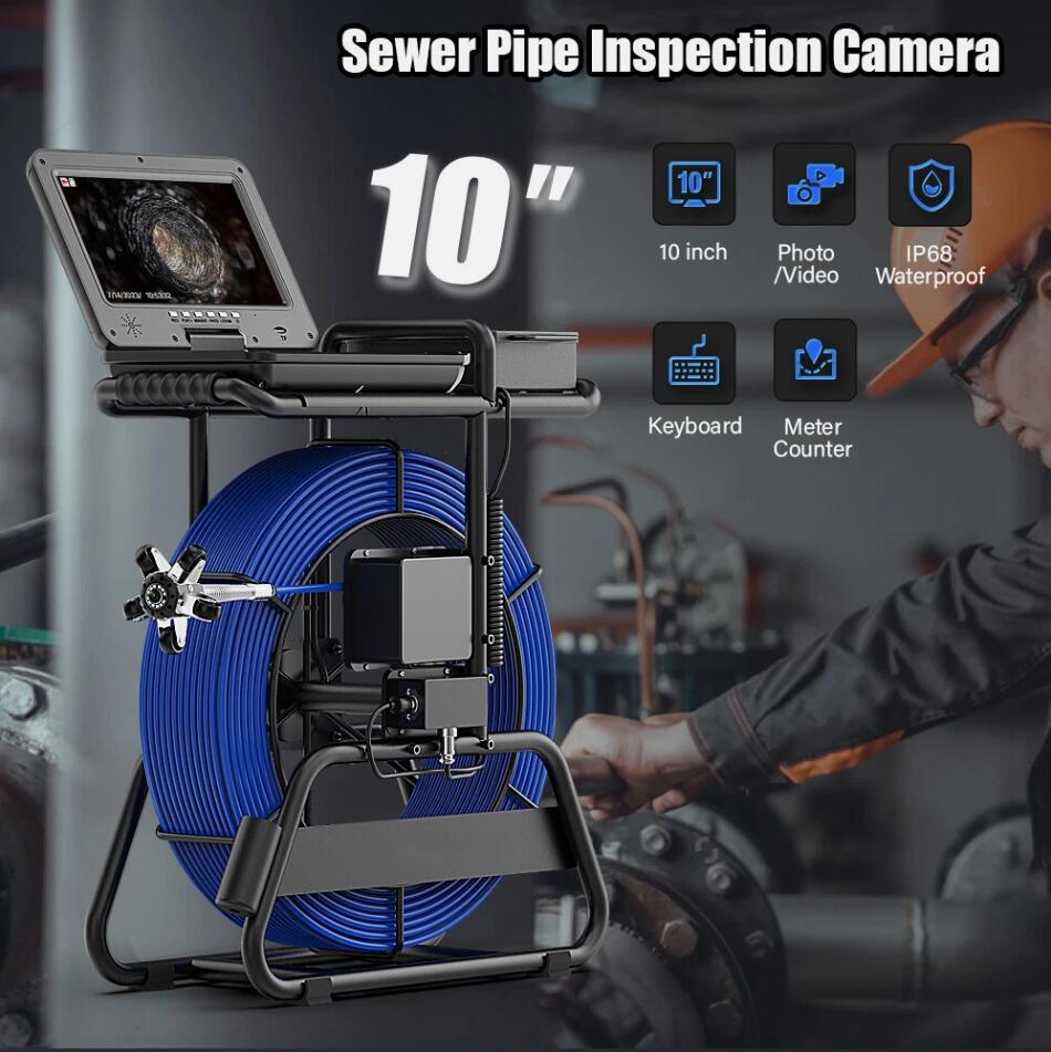 100M Premium Drain Sewer Camera Inspection Camera Counter Self leveling 512hz 7mm Cable AU