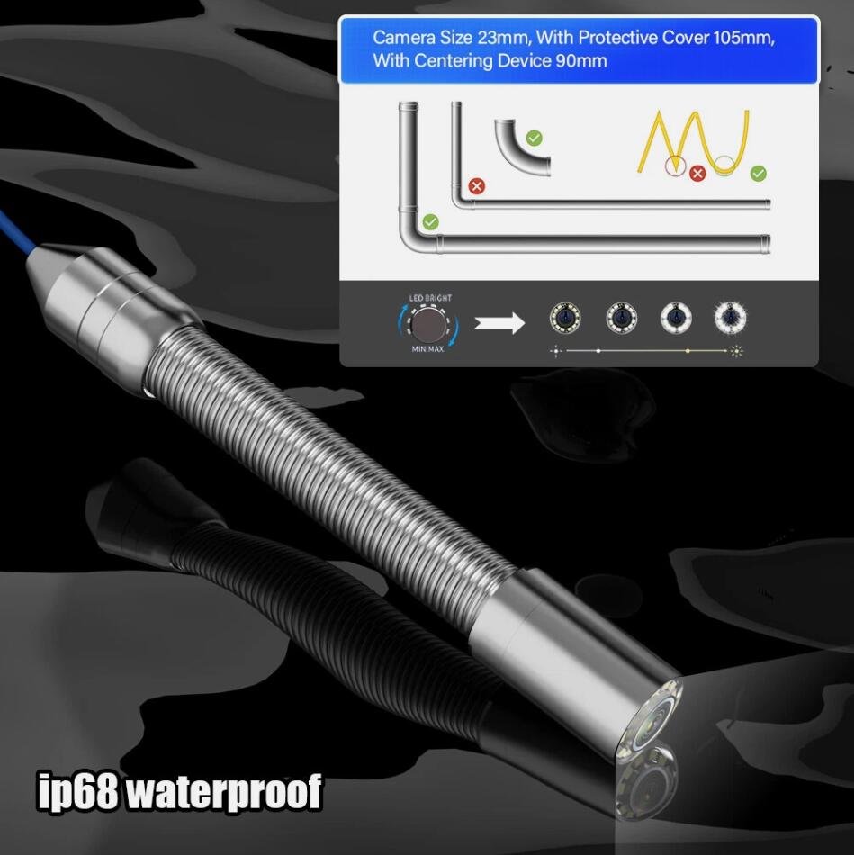 100M Premium Drain Sewer Camera Inspection Camera Counter Self leveling 512hz 7mm Cable AU
