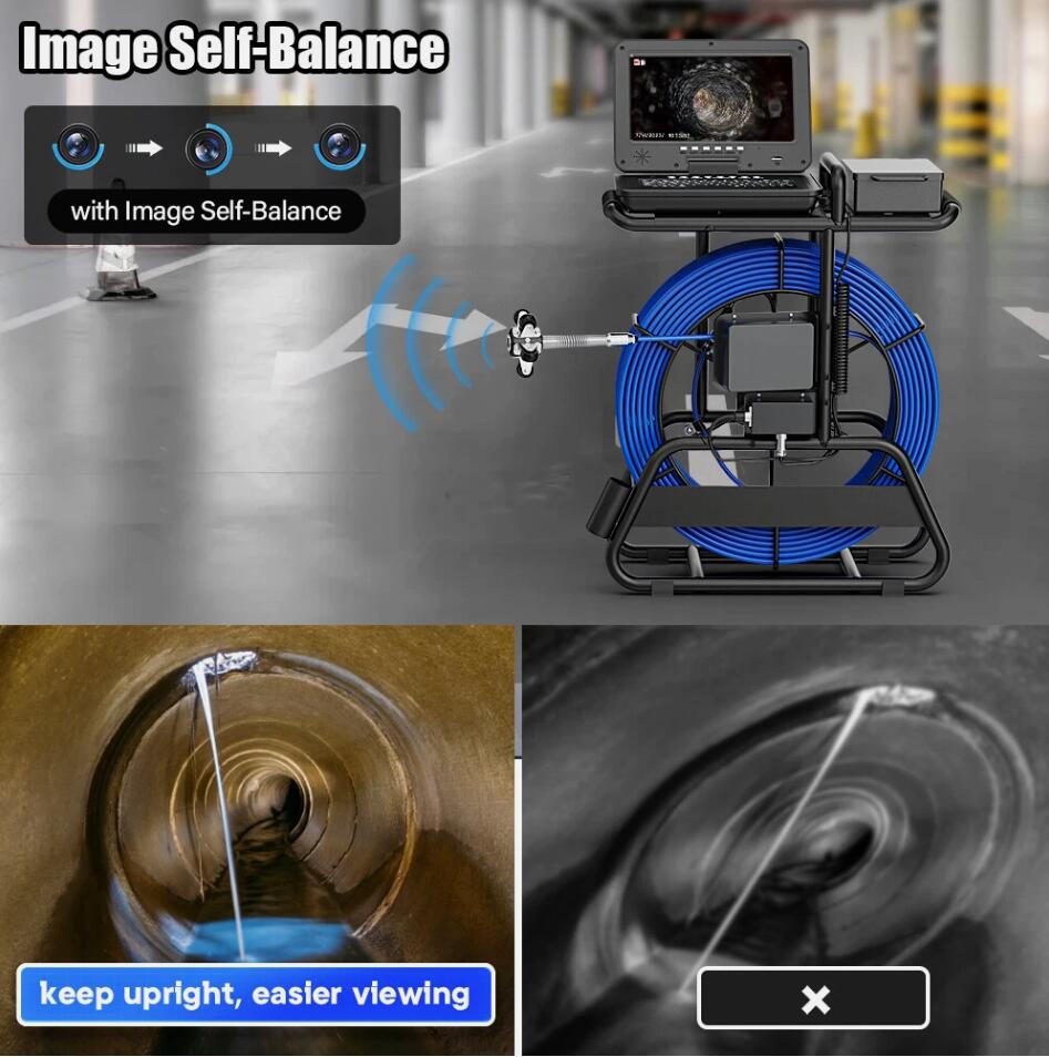 100M Premium Drain Sewer Camera Inspection Camera Counter Self leveling 512hz 7mm Cable AU