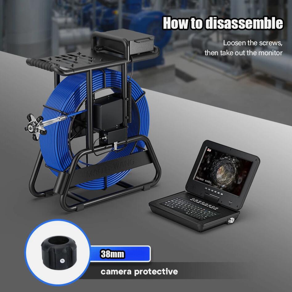 100M Premium Drain Sewer Camera Inspection Camera Counter Self leveling 512hz 7mm Cable AU