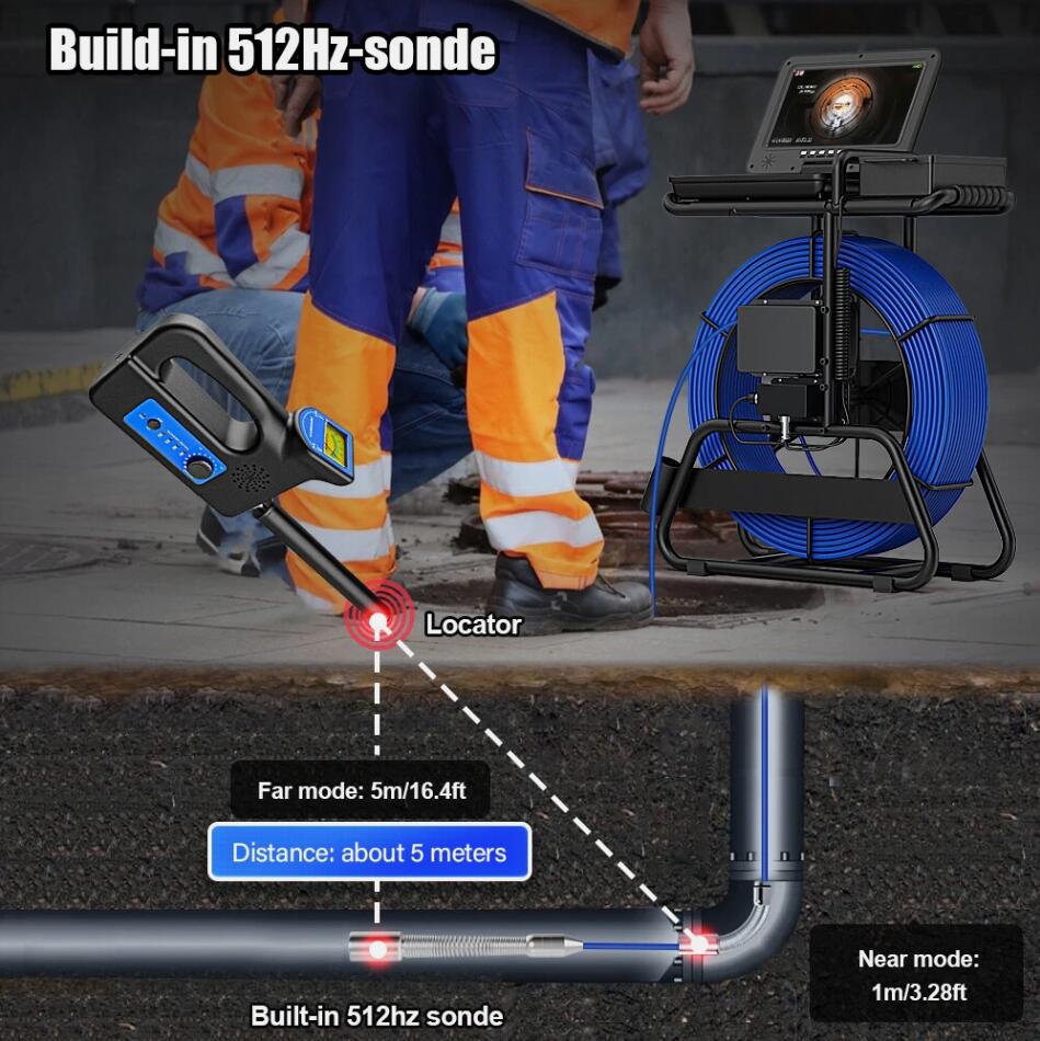 100M Premium Drain Sewer Camera Inspection Camera Counter Self leveling 512hz 7mm Cable AU