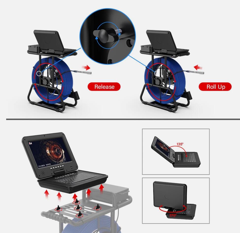 100M Premium Drain Sewer Camera Inspection Camera Counter Self leveling 512hz 7mm Cable AU