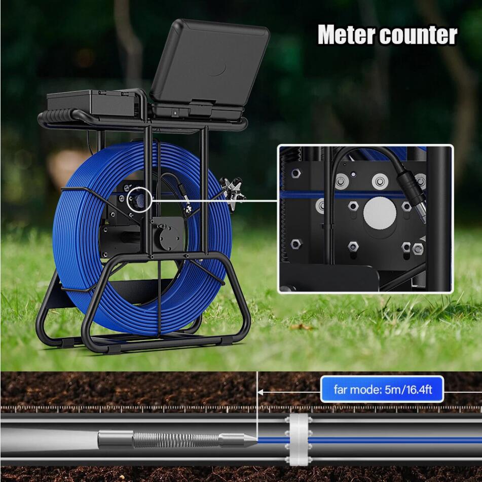 100M Premium Drain Sewer Camera Inspection Camera Counter Self leveling 512hz 7mm Cable AU