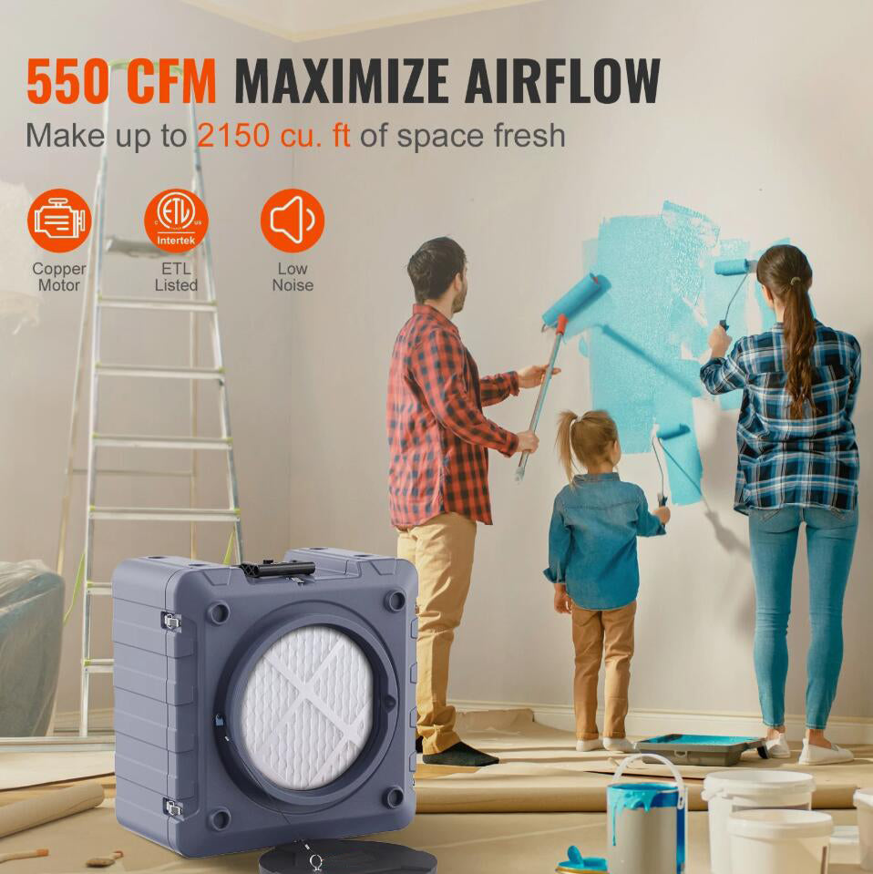 Premium Air Scrubber with 3-Stage Filtration Stackable Negative Air Machine 550CFM Airflow
