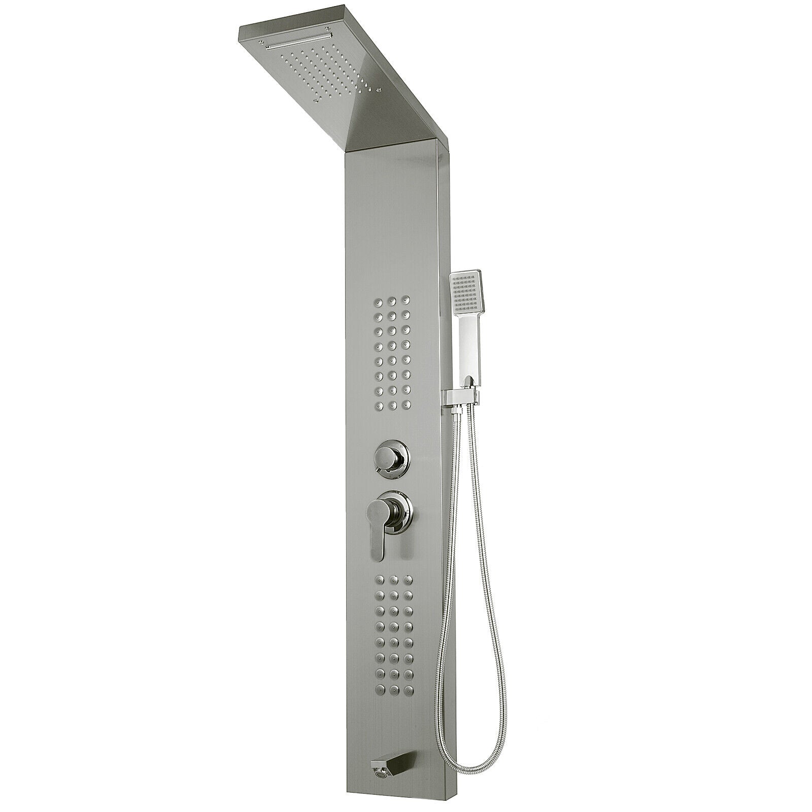 5 In 1 Sturdy Stainless Steel Shower Column Tower Panel with Twin Head Anti-rust Waterfall