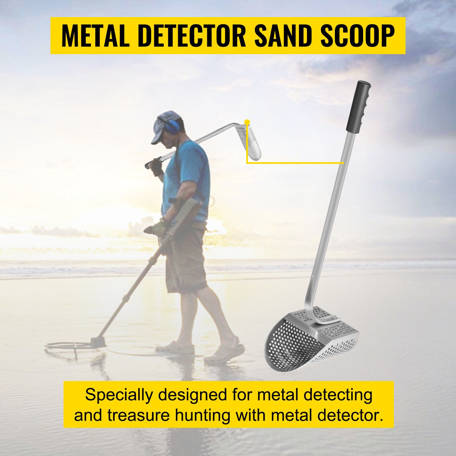 Premium Metal Detector Sand Scoop Metal Detecting Hunting Scoop With Steel Handle