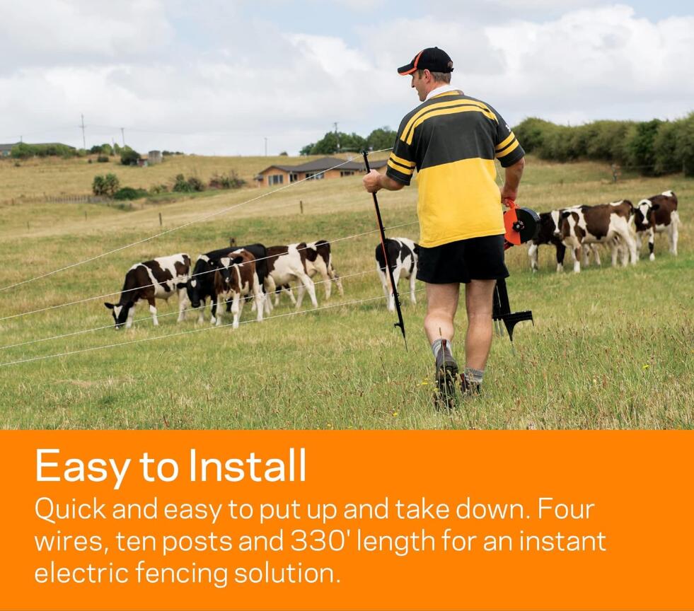 100M All In One Portable Electric Fence Suitable for Horse Cattle & Sheep PORTABLE FENCING