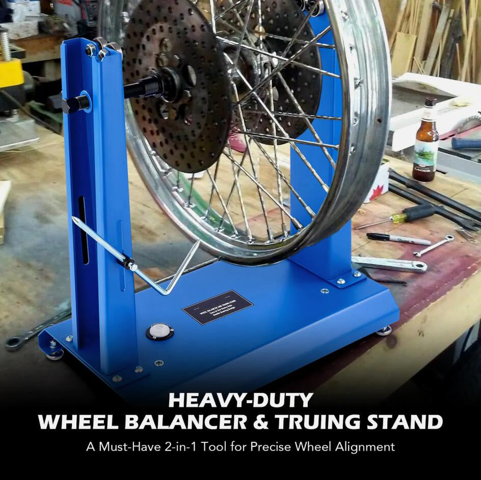 Heavy Duty Adjustable Motorcycle Balancer and Truing Stand Bike Wheel ...