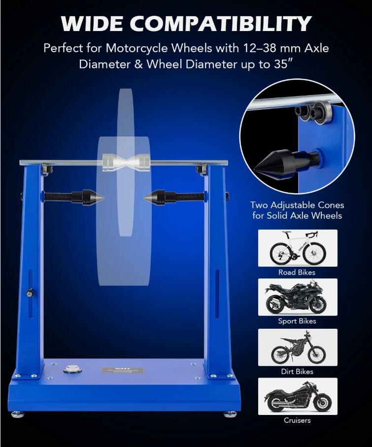 Heavy Duty Adjustable Motorcycle Balancer and Truing Stand Bike Wheel Balancing Stand