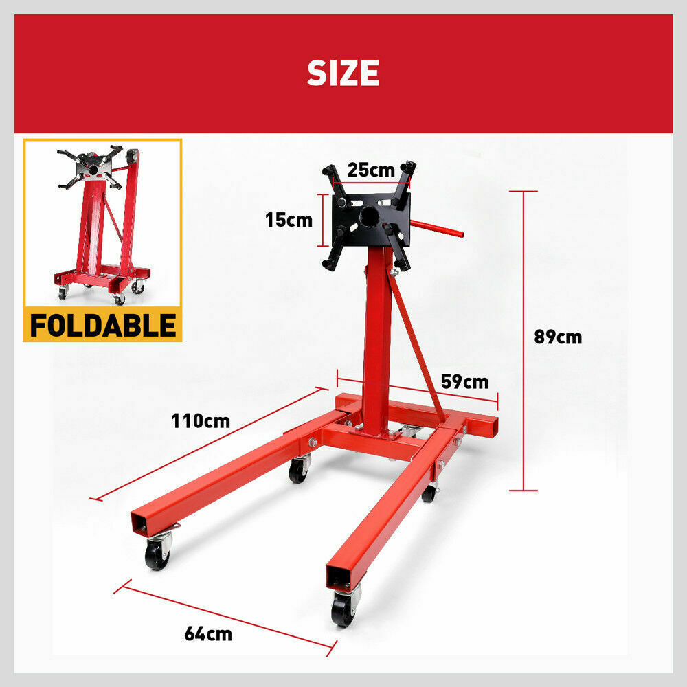 900kg/ 2000lb Folding Engine Stand Workshop Auto Motor Crane Hoist ...