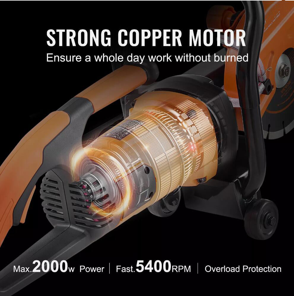 PREMIUM Wet/Dry 7'' Electric Concrete Saw Cutter with Water Pump and Blade