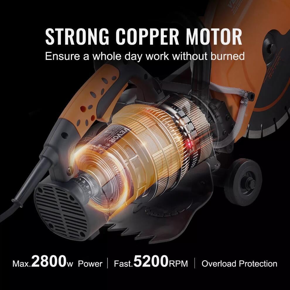 PREMIUM Wet/Dry 12'' Electric Concrete Saw Cutter with Water Pump and Blade
