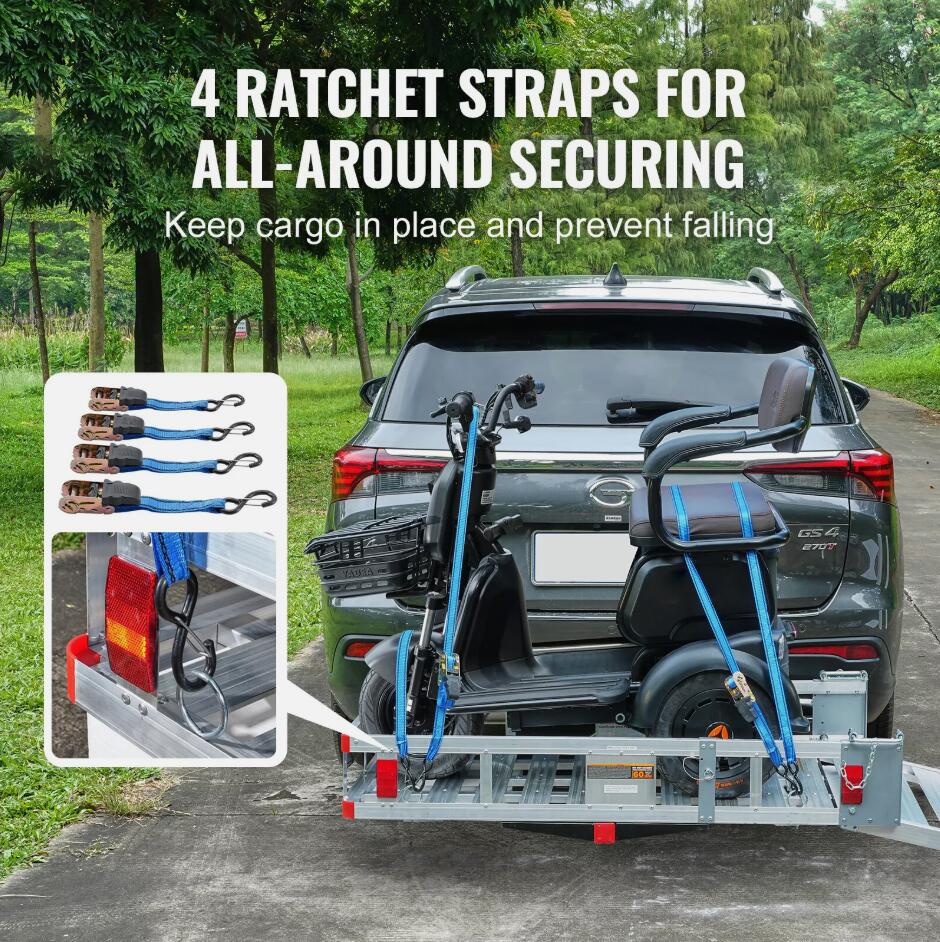 Large Durable Heavy Hitch Mount Wheelchair Scooter Carrier With Folding Ramp 500LBS