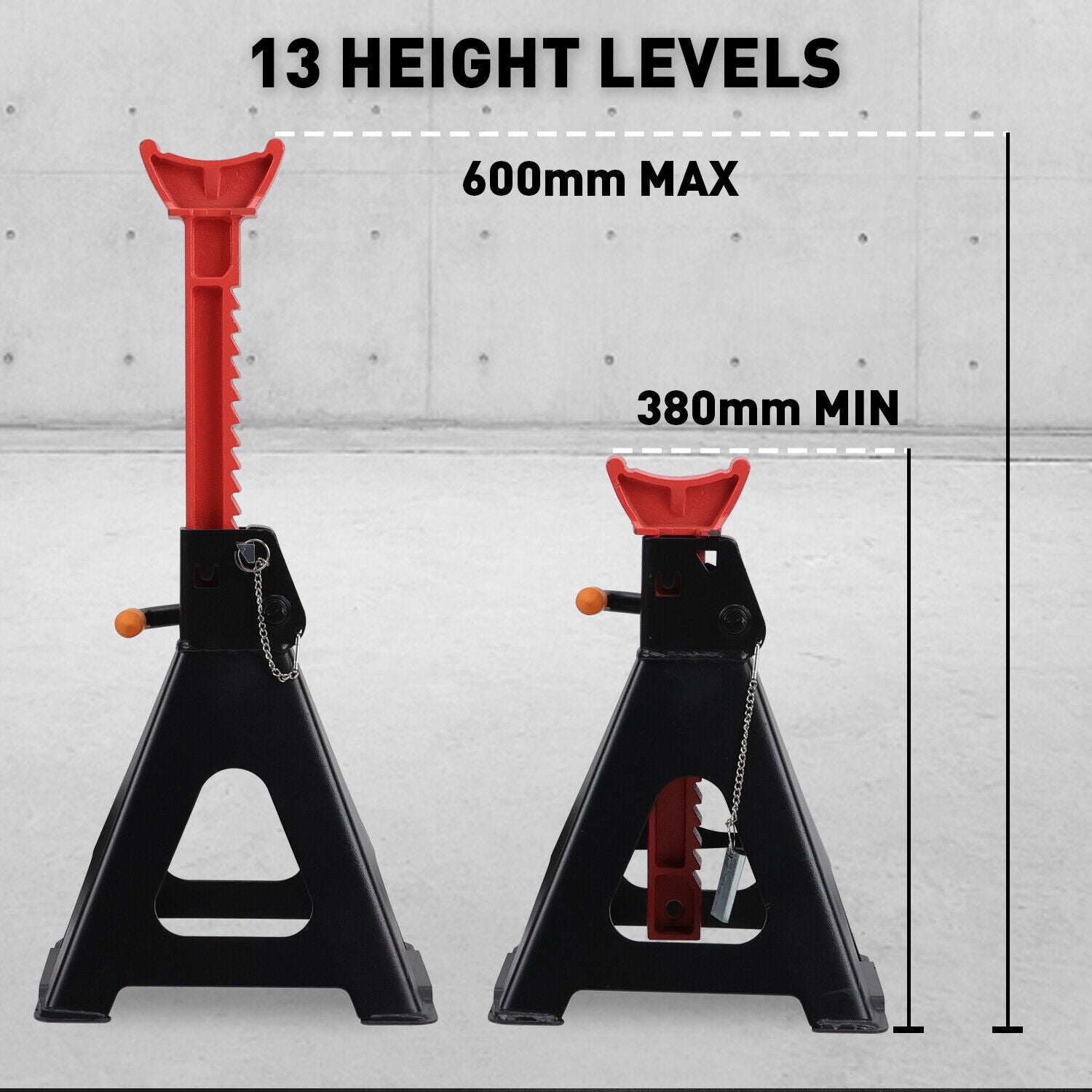 2PCS 6 Ton Adjustable Car Jack Stands Double Lock Truck Ratchet Lift Hoist Steel