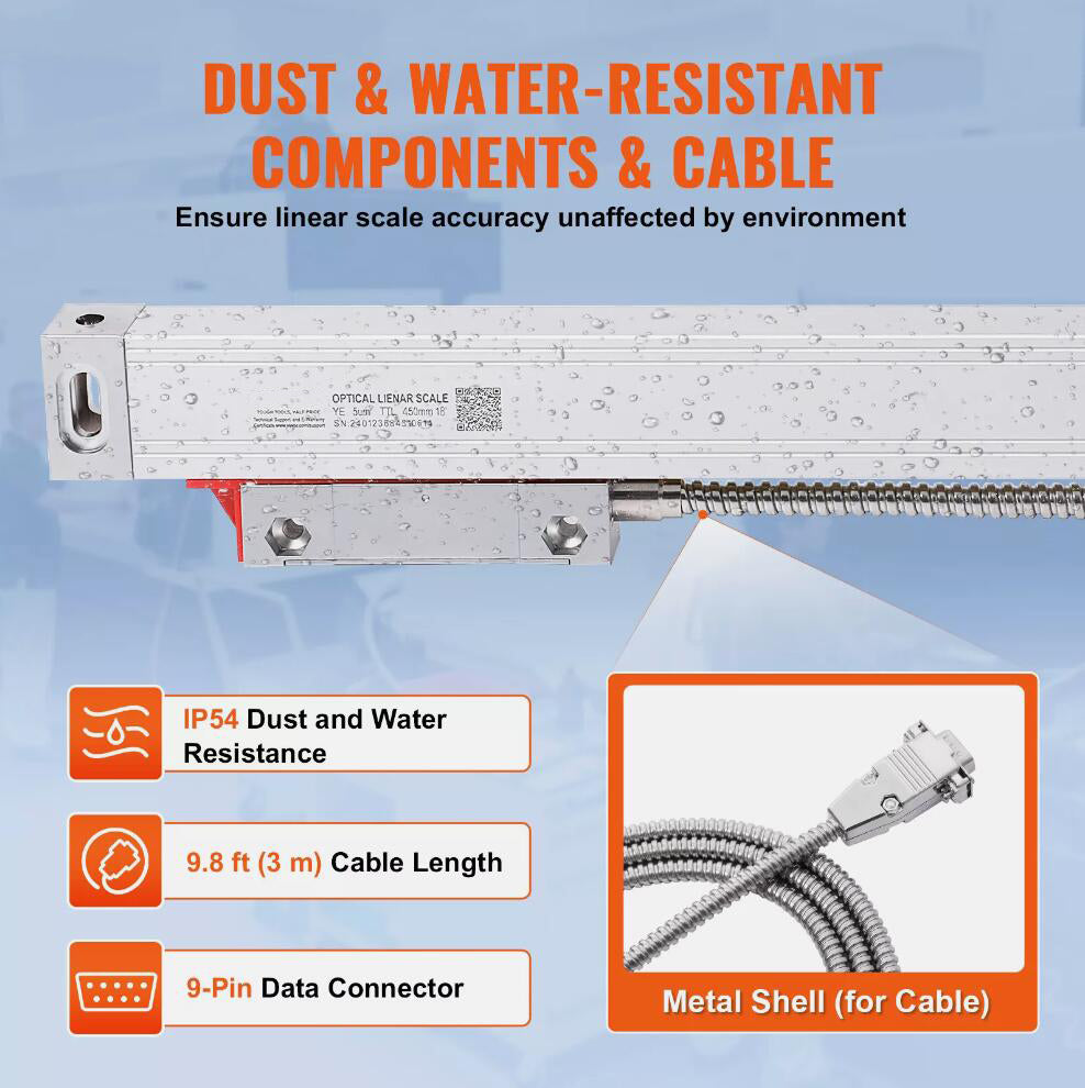 Multifunctional Digital Readout 400 & 450 & 950 mm Linear Scale 3 Axis DRO Display Kit AU