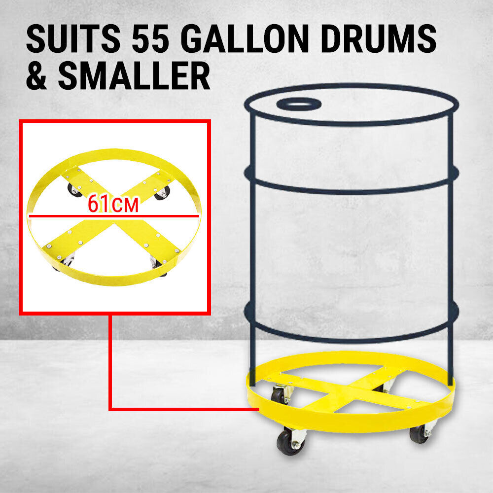 Heavy Duty 400KG Drum Dolly 55 Gallon Stand Wheel Trolley Swivel Casters