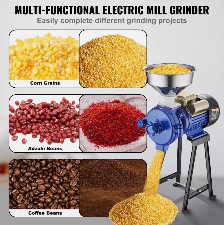 3000W Adjustable Heavy Duty Electric Grain Grinder Corn Wheat Flour Cereal Mill Dry Grinder