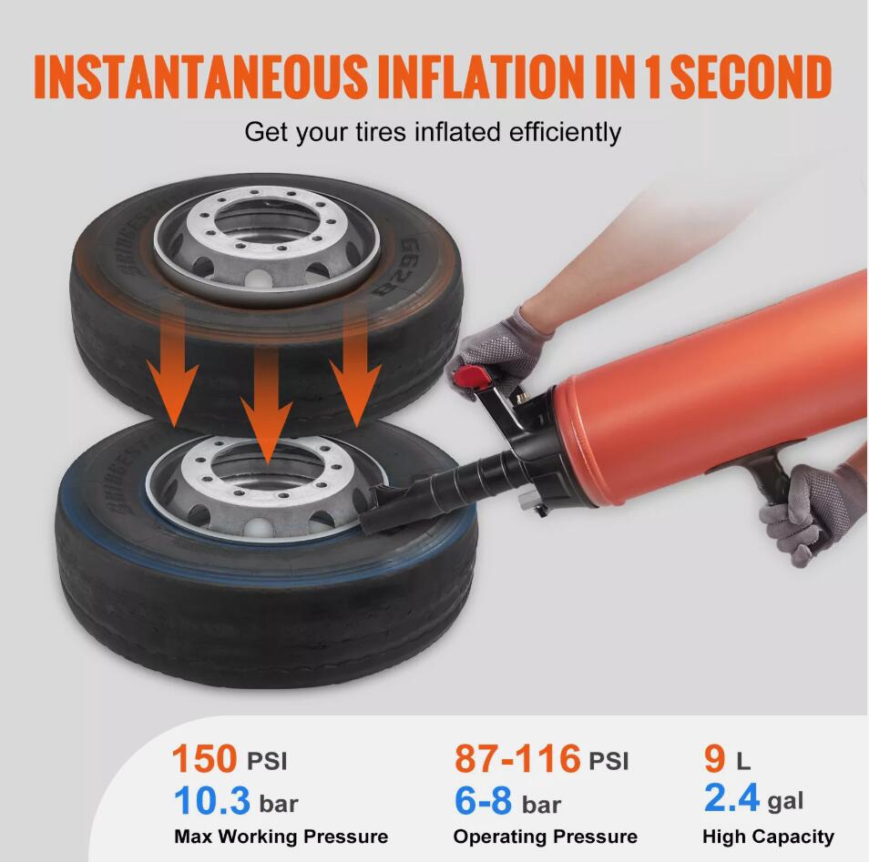 9L Air Blaster Tire Bead Seater Portable Trigger Seating Inflator Heavy Duty