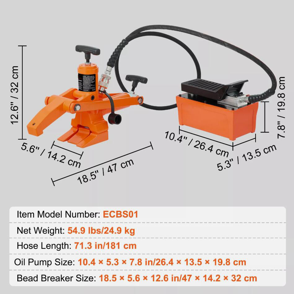 Heavy Duty Powerful Hydraulic Tire Bead Breaker 10000 PSI Foot Pump for Tractor Truck Tire