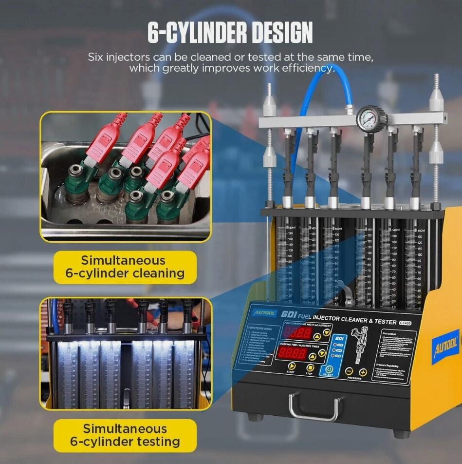 Premium GDI TFSI EFI Fuel Injector Cleaner & Tester Ultrasonic Cleaning 6 Cylinder CT400 AU