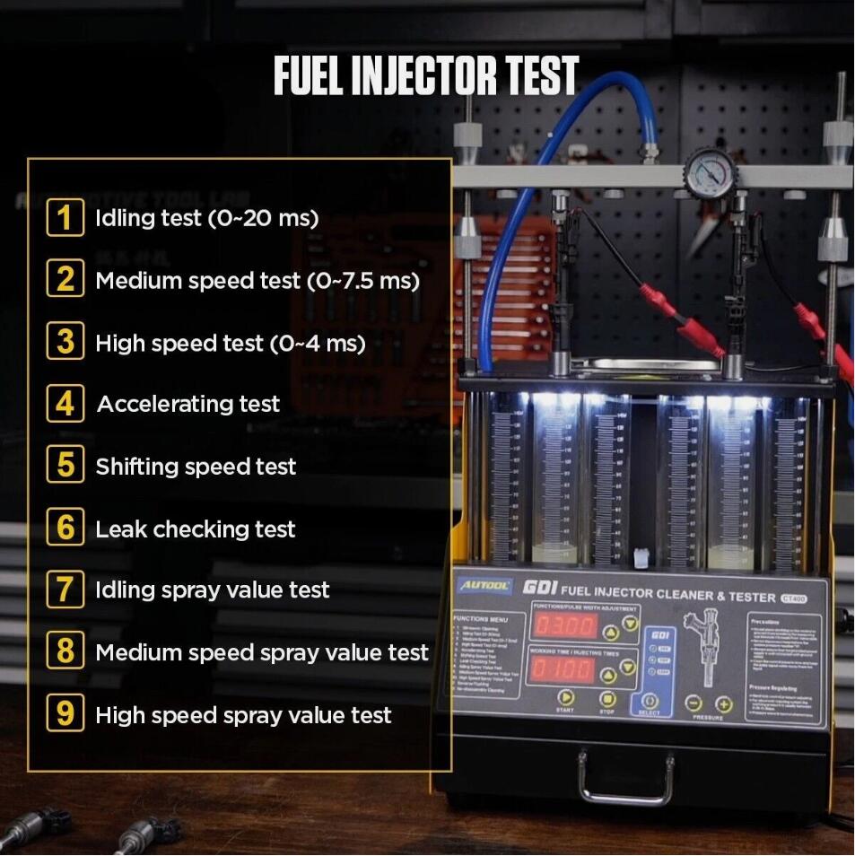 Premium GDI TFSI EFI Fuel Injector Cleaner & Tester Ultrasonic Cleaning 6 Cylinder CT400 AU