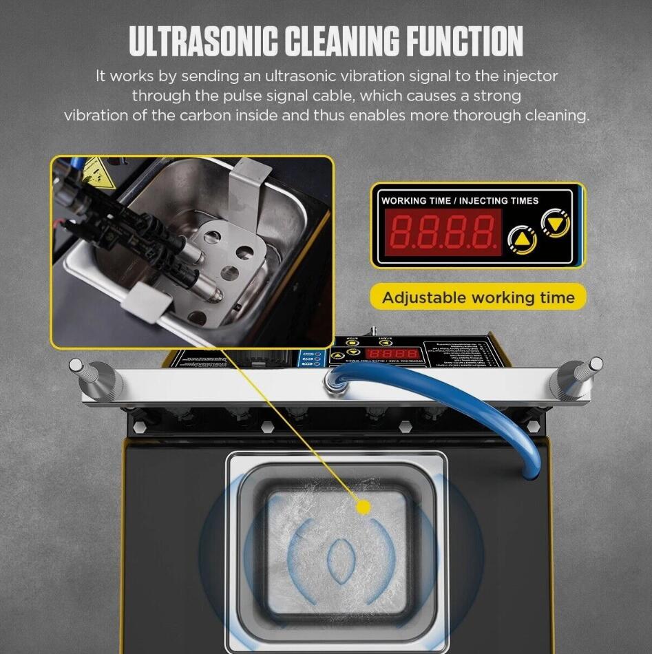 Premium GDI TFSI EFI Fuel Injector Cleaner & Tester Ultrasonic Cleaning 6 Cylinder CT400 AU