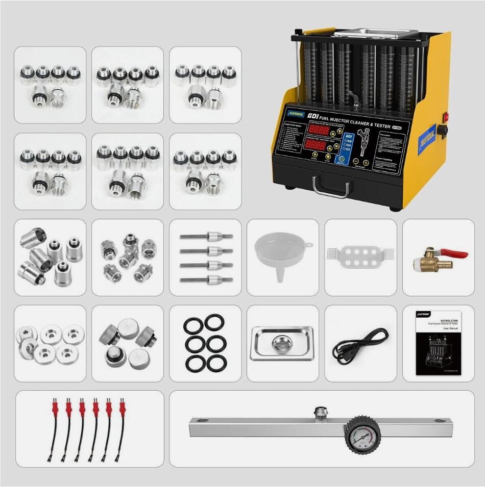 Premium GDI TFSI EFI Fuel Injector Cleaner & Tester Ultrasonic Cleaning 6 Cylinder CT400 AU