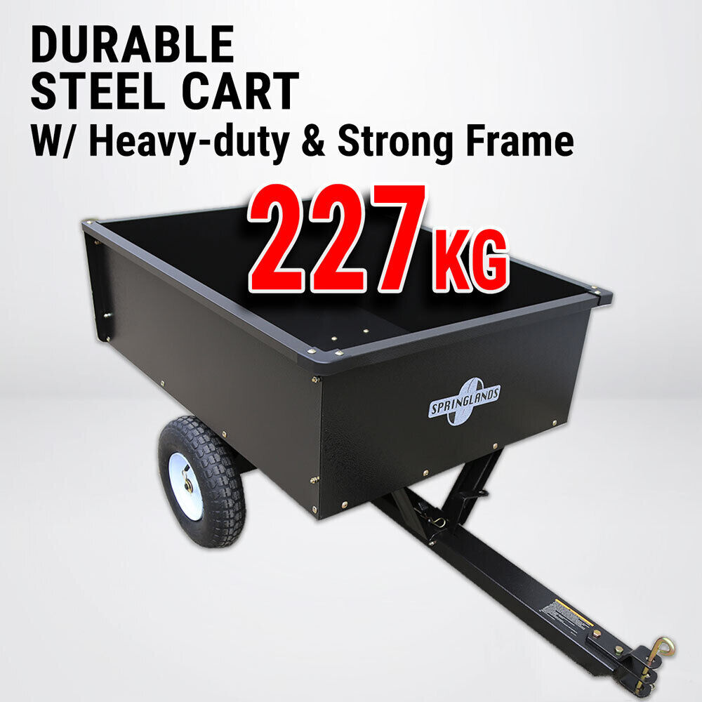 227kg Steel Garden Tipping Trailer Dump Cart ATV Ride Tow Behind Quad Tip