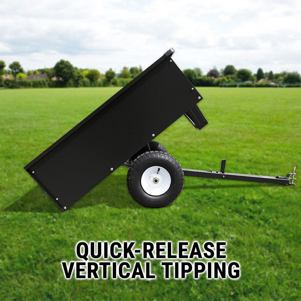 227kg Steel Garden Tipping Trailer Dump Cart ATV Ride Tow Behind Quad Tip