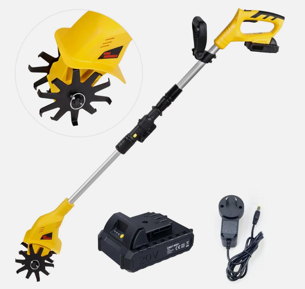 AU Portable Powerful Cordless Tiller Rotary Hoe Mini Electric Garden Cultivator with Battery