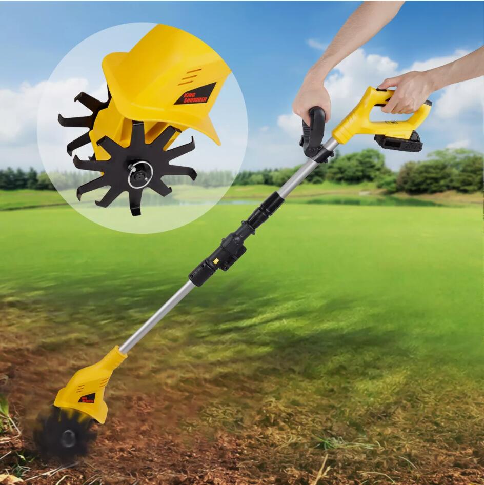 AU Portable Powerful Cordless Tiller Rotary Hoe Mini Electric Garden Cultivator with Battery