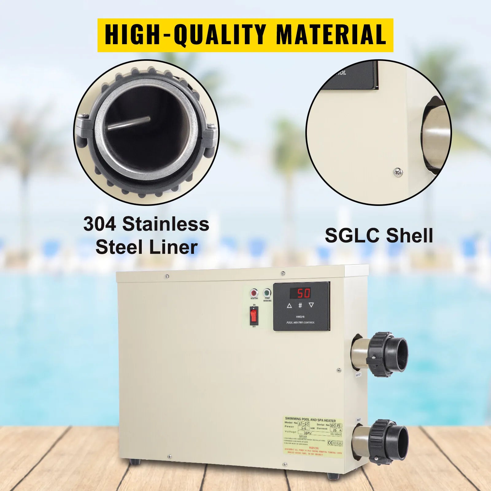 Adjustable 11KW 240V Electric Swimming Pool Water Heater Thermostat Hot Tub Spa