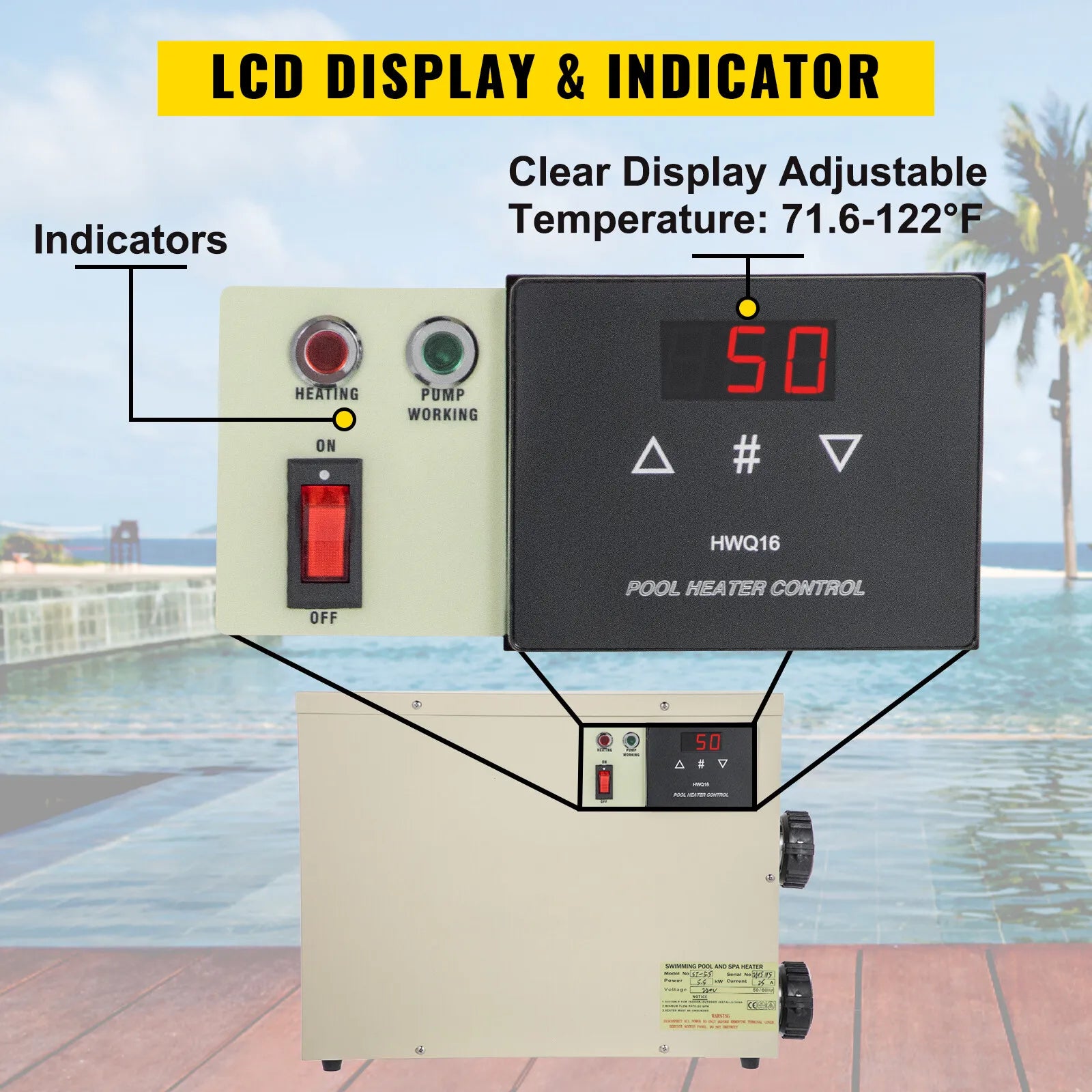 Adjustable 11KW 240V Electric Swimming Pool Water Heater Thermostat Hot Tub Spa