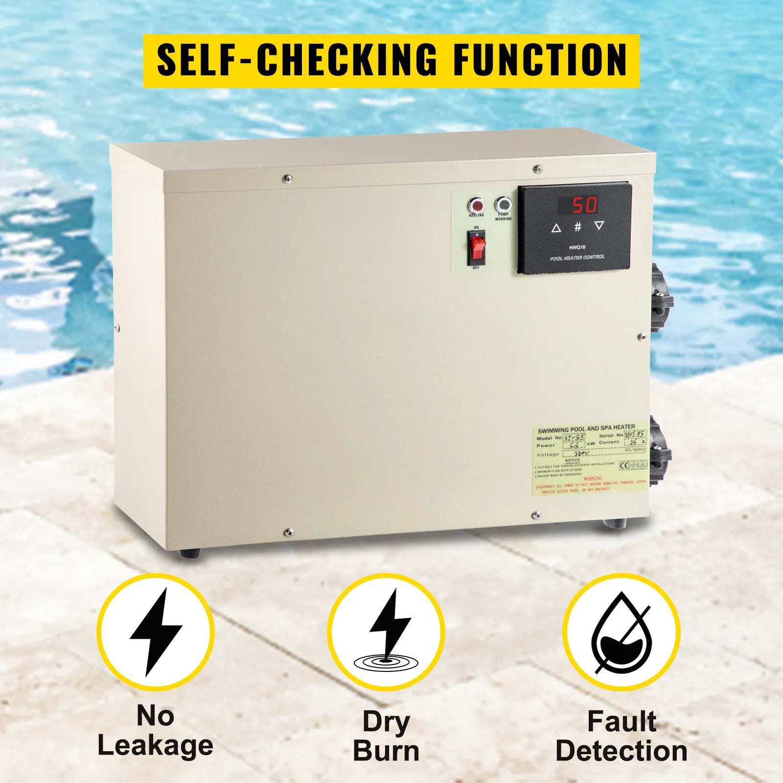 Adjustable 11KW 240V Electric Swimming Pool Water Heater Thermostat Hot Tub Spa