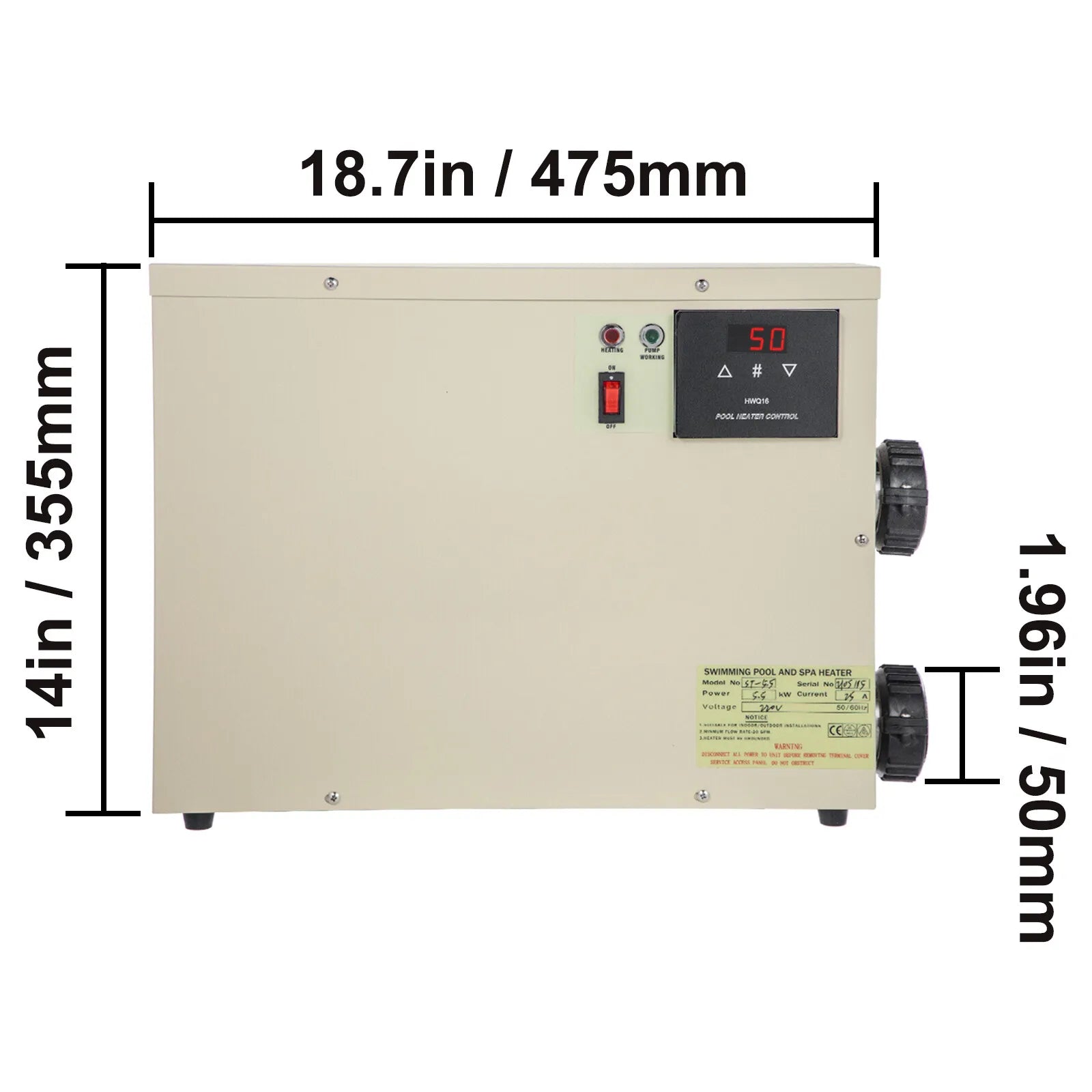 Adjustable 11KW 240V Electric Swimming Pool Water Heater Thermostat Hot Tub Spa