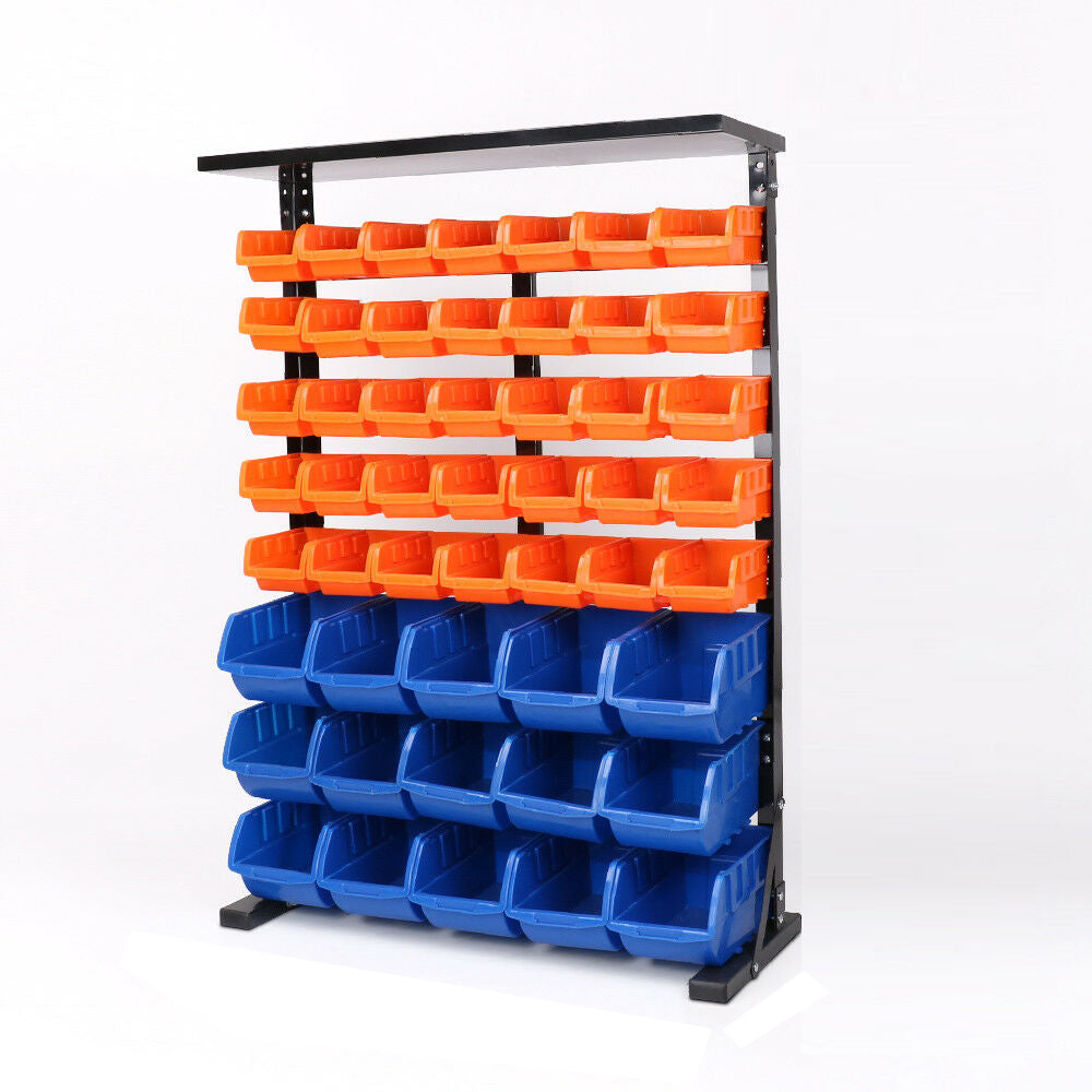 50Pc Tool Garage Storage Bins Tray Steel Shelving Rack Parts Organizer Top Bench